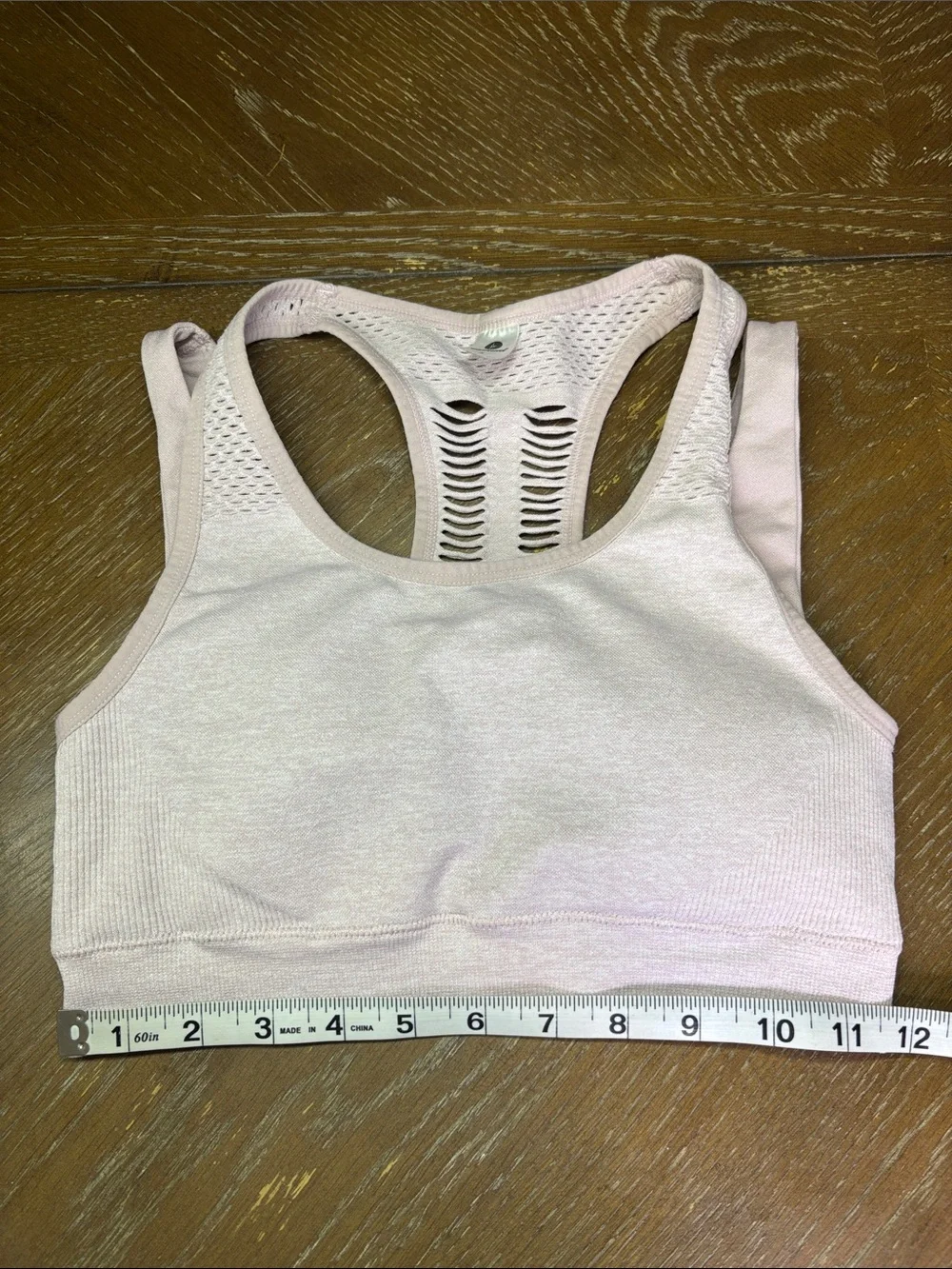 90 Degrees Mauve laser-cut hollow-out racerback & Avia White seamless Sports Bra